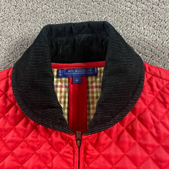 J. McLaughlin Vest Women's Medium Red Quilted Corduroy Collar - Picture 3 of 13
